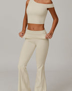 Beige / S / Tank+Flare Leggings