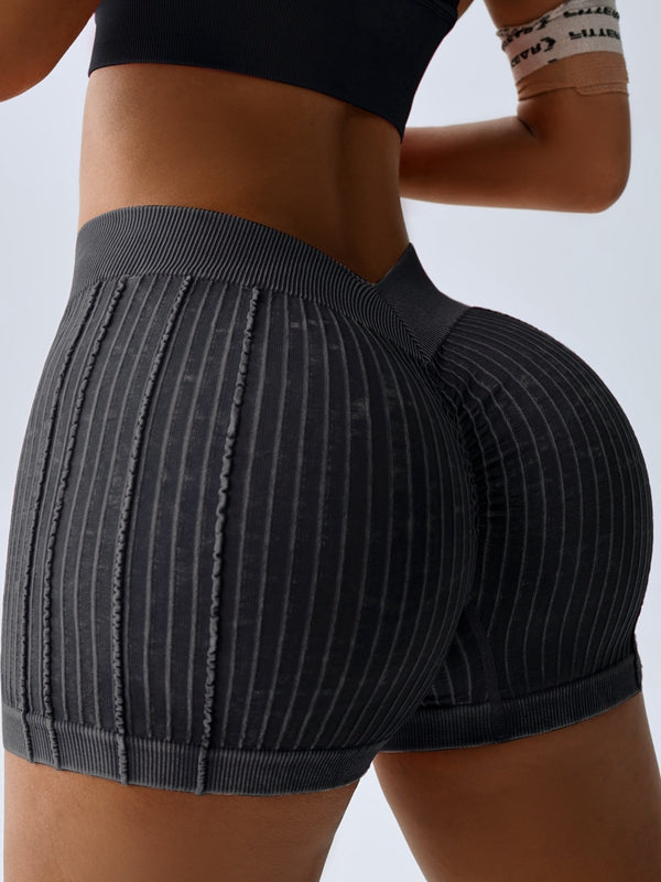 ZASUWA Female Deep V Back Ribbed Booty Shorts
