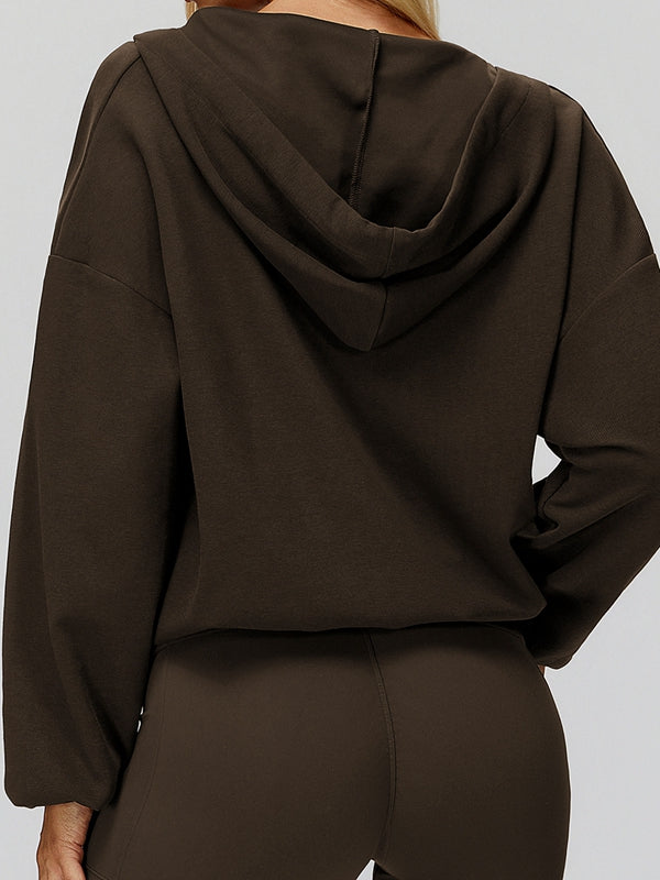 ZASUWA Feamle V Collar Fleece Hoodie