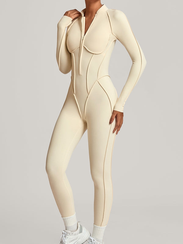ZASUWA Female Sexy Zipper Stitch Performance Jumpsuit