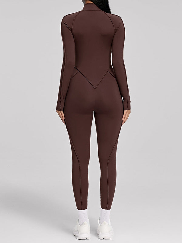 ZASUWA Female Sexy Zipper Stitch Performance Jumpsuit