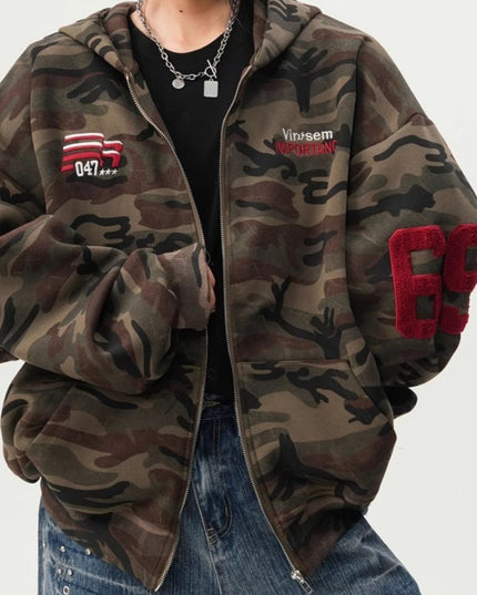 ZASUWA Feamle Pocket Camouflage Hoodie