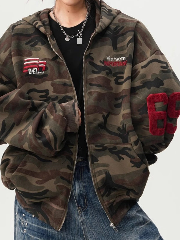 ZASUWA Feamle Pocket Camouflage Hoodie