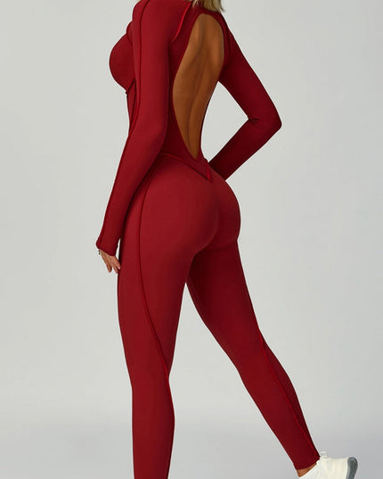 ZASUWA Female Heart Backless Long Sleeves Jumpsuit