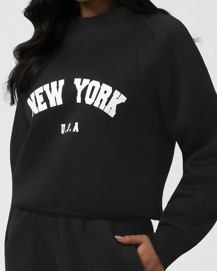 ZASUWA Feamle Letters Print  Fleece Hoodie