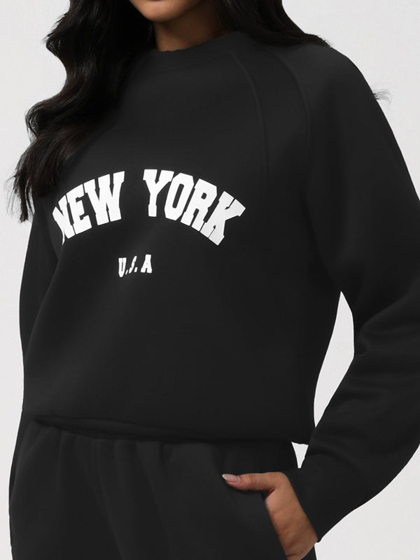 ZASUWA Feamle Letters Print  Fleece Hoodie