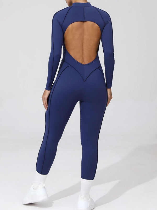 ZASUWA Female Sexy Backless Zipper Scrunch Bum Jumpsuit
