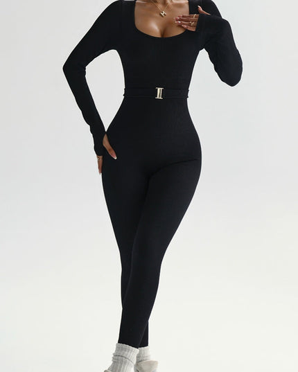 ZASUWA Female Ribbed U Collar Jumpsuit