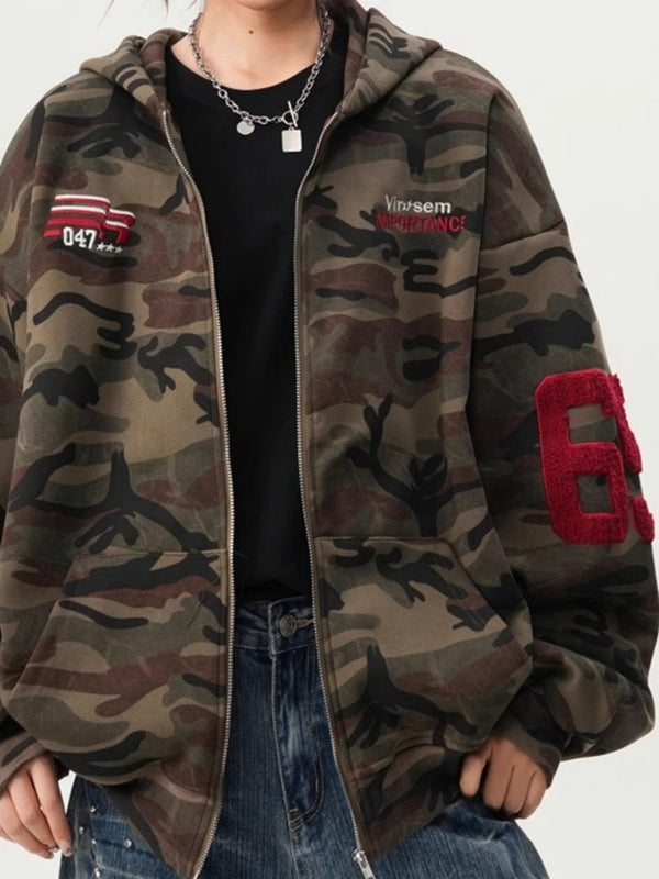 ZASUWA Feamle Pocket Camouflage Hoodie