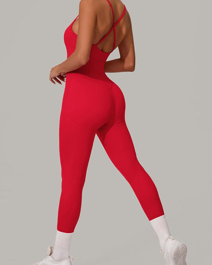 ZASUWA Female Sexy Cross Back Push-Up Jumpsuit