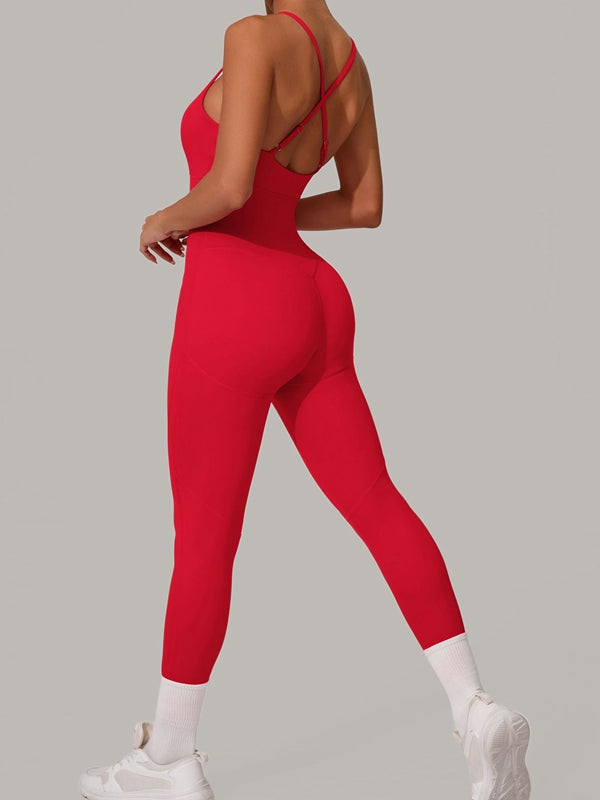 ZASUWA Female Sexy Cross Back Push-Up Jumpsuit
