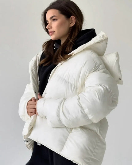 ZASUWA Female Pocket Zipper Warm With Hat Coat Jacket