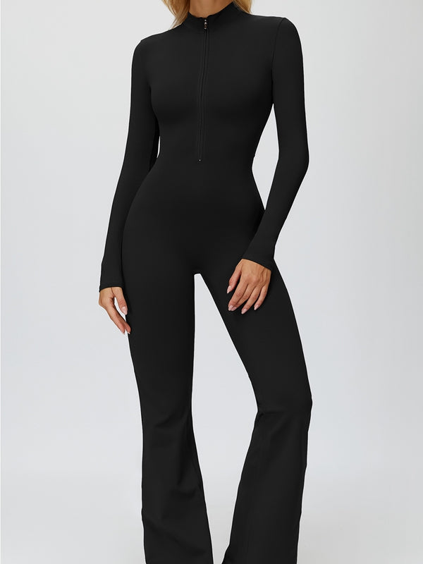 ZASUWA Female Fleece Zipper Flare Jumpsuit